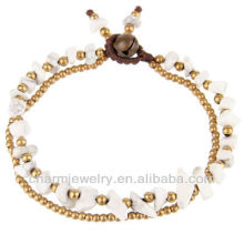 Pulsera de turquesa blanco natural con cuentas de latón pulsera Vners SB-0021